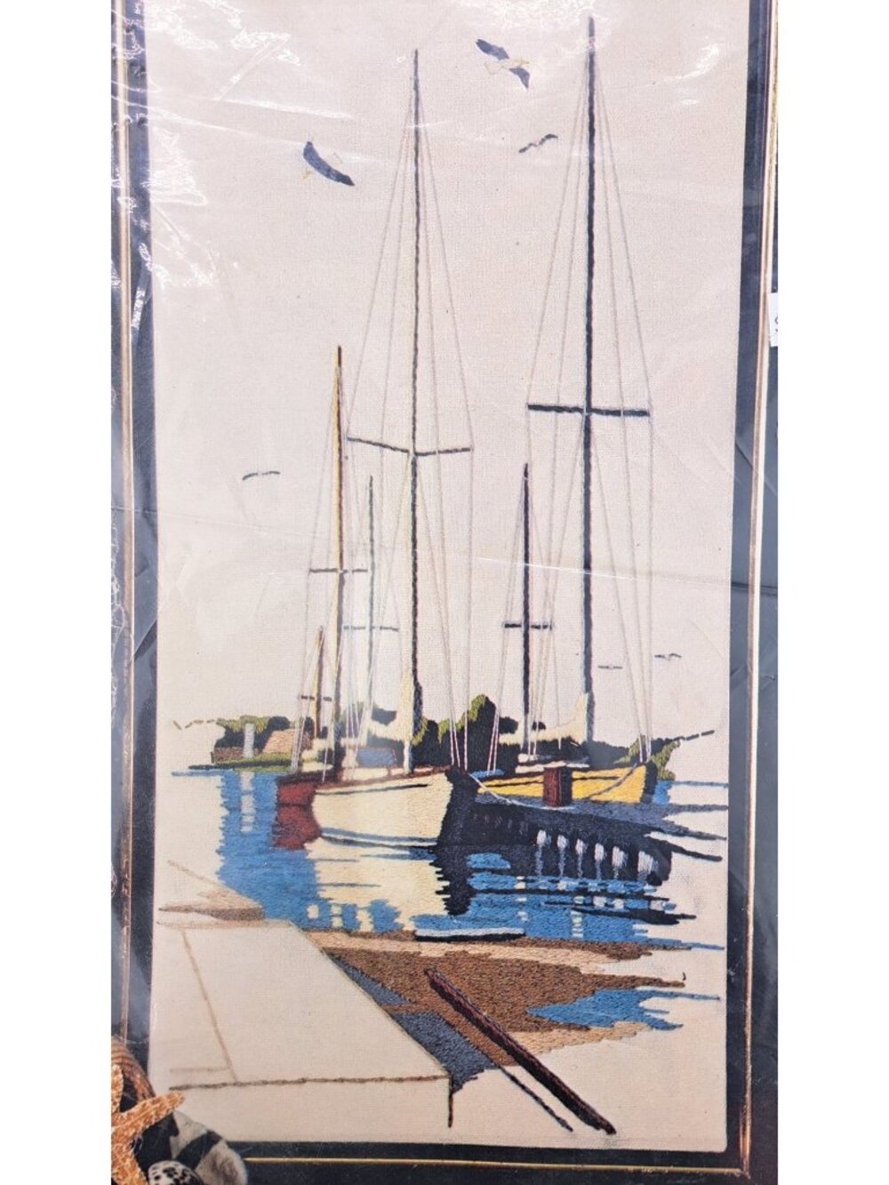 Vintage Saltwater Harbor Crewel Stitch Kit Paragon Fits 12x26 Frame 0723 Boat - Picture 5 of 10